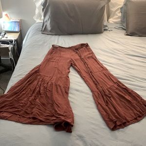 Anna Grace Extra Wide Leg Pants, Size Small, Rust Red